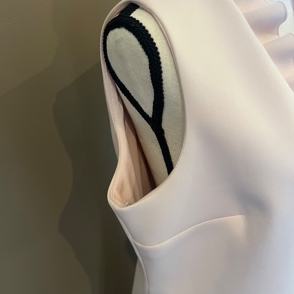 Calvin Klein Ruffle V-neck Sheath Blush Pink Dress,  Size 14 - Picture 6 of 13